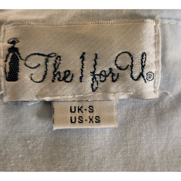 The 1 For U Long Modest Nightgown Size XS Light Blue Cotton White Eyelet Trim - Picture 6 of 7